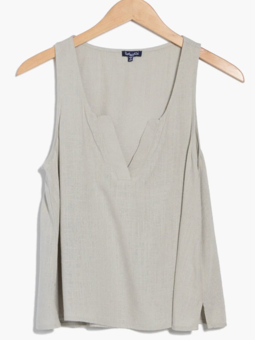 NWT Splendid Lara Split Neck Tank Linen Blend (Natural, XS) - Picture 2 of 9